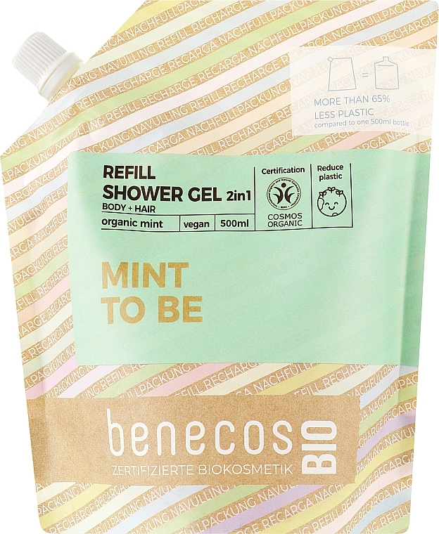 Гель для душу 2в1 - Benecos Shower Gel and Shampoo Mint (змінний блок) — фото N1