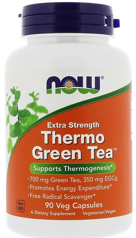 Капсулы "Зеленый чай" - Now Foods Thermo Green Tea Extra Strength Veg Capsules — фото N1