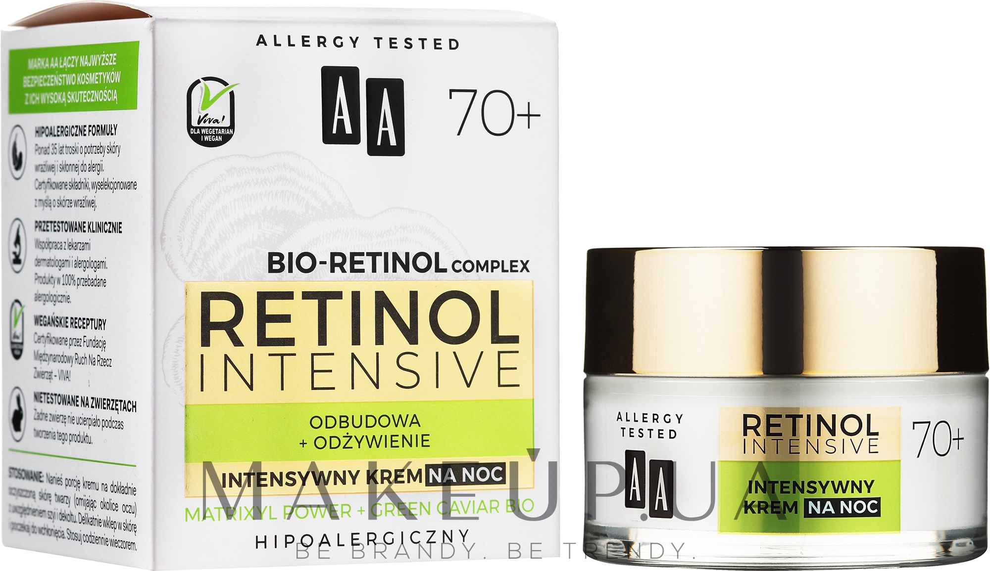 Интенсивный ночной крем для лица 70+ - AA Retinol Intensive Healthy Glow 70+ Night Cream — фото 50ml