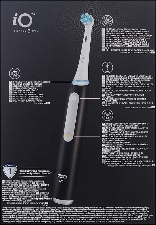 Набор электрических зубных щеток, черная и голубая + футляр - Oral-B iO Series 3 Duo — фото N10