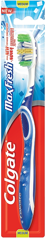 Зубная щетка средней жесткости, синяя - Colgate Max Fresh Medium — фото N1