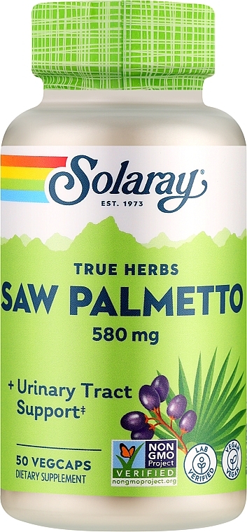 Харчова добавка "Ягода пальметто", 580mg - Solaray Saw Palmetto Berry — фото N1