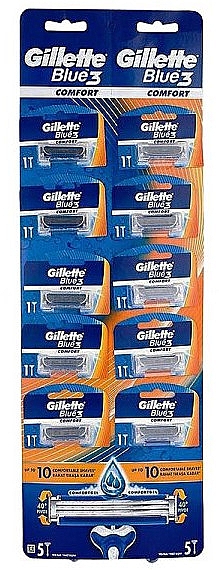 Одноразовий станок для гоління, 10 шт. - Gillette Blue 3 Comfort — фото N1