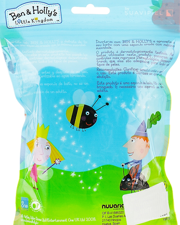 Мочалка банная детская "Бен и Холли", Холли, голубая в горошек - Suavipiel Ben & Holly Bath Sponge — фото N2
