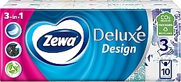 Платки носовые бумажные "Deluxe Design", 3 слоя, 10шт - Zewa — фото N1