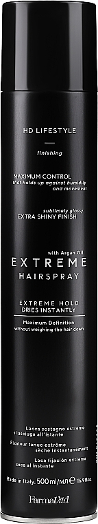 Лак для волосся надсильної фіксації - Farmavita HD Hair Spray Extreme — фото N1