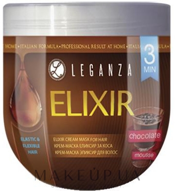 Крем-маска для волосся "Еліксир шоколадний мус", помпа - Leganza Cream Hair Mask Chocolate Mousse — фото 1000ml