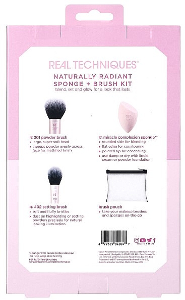 Real Techniques Limited Edition Naturally Radiant Sponge and Brush Kit, 4  Piece Gift Set 