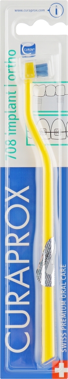 Монопучкова зубна щітка "Single CS 708", жовто-синя - Curaprox — фото N1