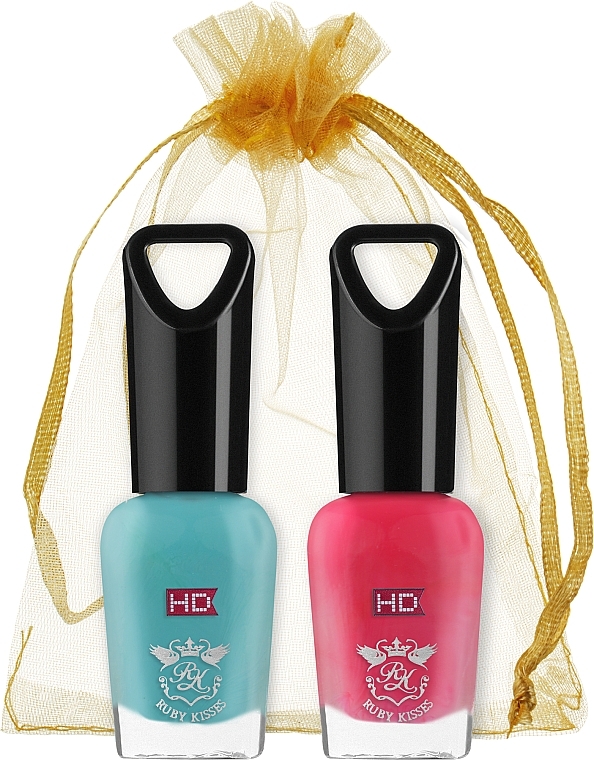 Набор лаков для ногтей "Микс", тон 05, 15 - Kiss Ruby Kisses HD (2 х n/polish/8ml) — фото N1