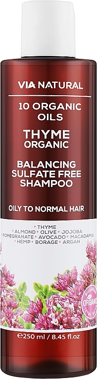 Балансирующий шампунь без сульфатов "Чабрец Органик" - BioFresh Via Natural Thyme Organic Balancing Sulfate Free Shampoo — фото N1