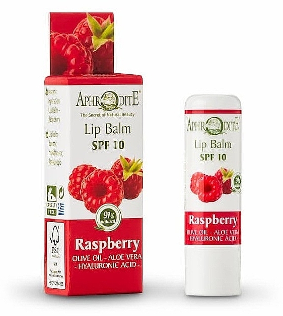 Бальзам для губ с ароматом малины SPF 10 - Aphrodite Instant Hydration Lip Balm Rasberry SPF 10