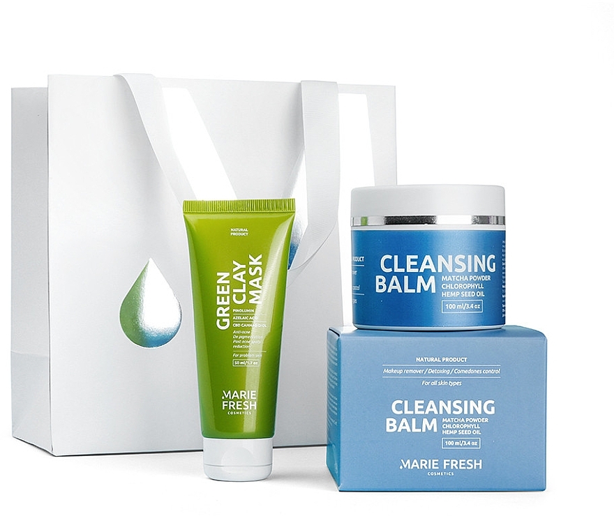 Подарунковий набір Green Clay Power - Marie Fresh Cosmetics Gift Set Green Clay Power (f/mask/50ml + f/balm/100ml) — фото N1