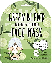 Парфумерія, косметика Тканинна маска для обличчя з екстрактом зеленого чаю і огірка - Look At Me Green Blend Tea Tree + Cucumber Face Mask