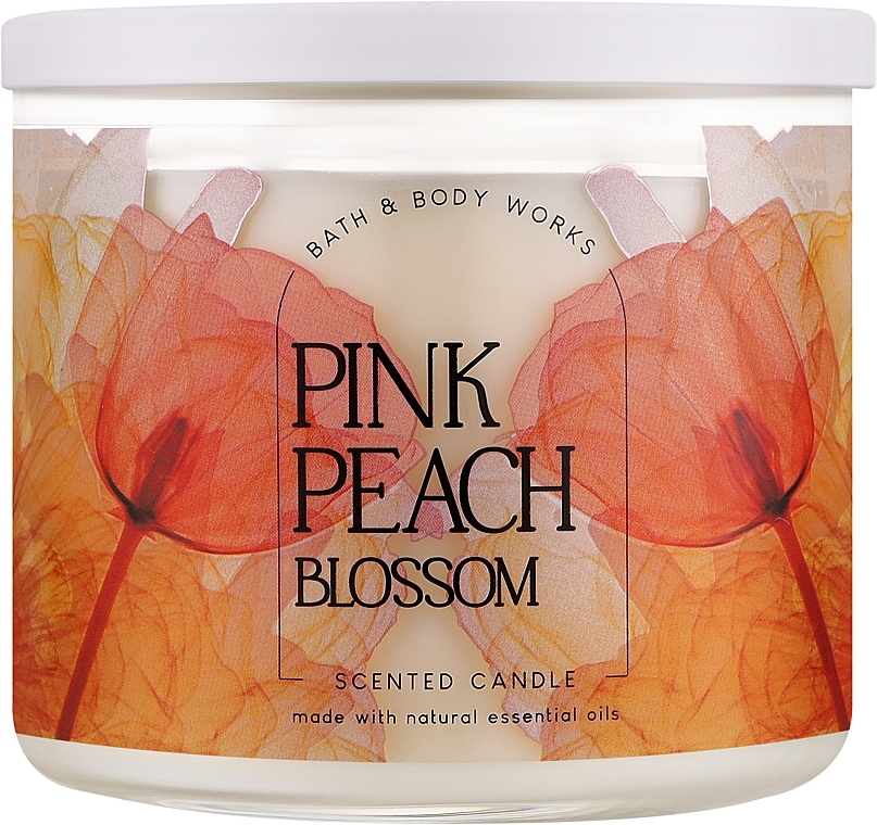 Аромасвеча 3-х фитильная - Bath and Body Works Pink Peach Blossom Candle — фото N1