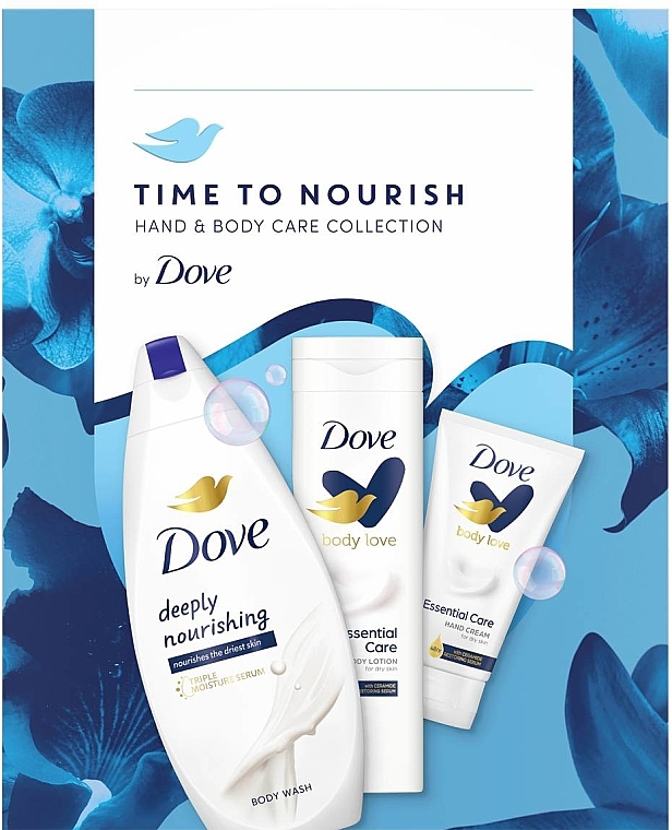 Набір - Dove Time To Nourish (sh/gel/250ml + b/lot/250ml + h/cr/75ml) — фото N1