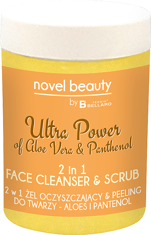Очищающий гель-скраб для лица 2в1 "Алоэ и пантенол" - Fergio Bellaro Novel Beauty Ultra Power Face Cleancer & Scrub — фото N1