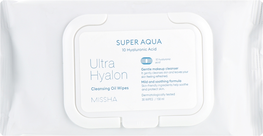 Очищувальні серветки з оліями і гіалуроновою кислотою - Missha Super Aqua Ultra Hyalron Cleansing Oil Wipes — фото N1