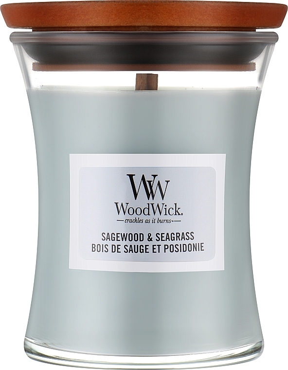 Ароматическая свеча - WoodWick Sagewood & Seagrass Candle — фото N1