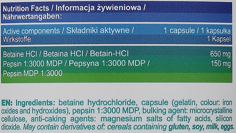 Харчова добавка "Бетаїн + Пепсин" - Allnutrition Betaine HCL+Pepsin — фото N3