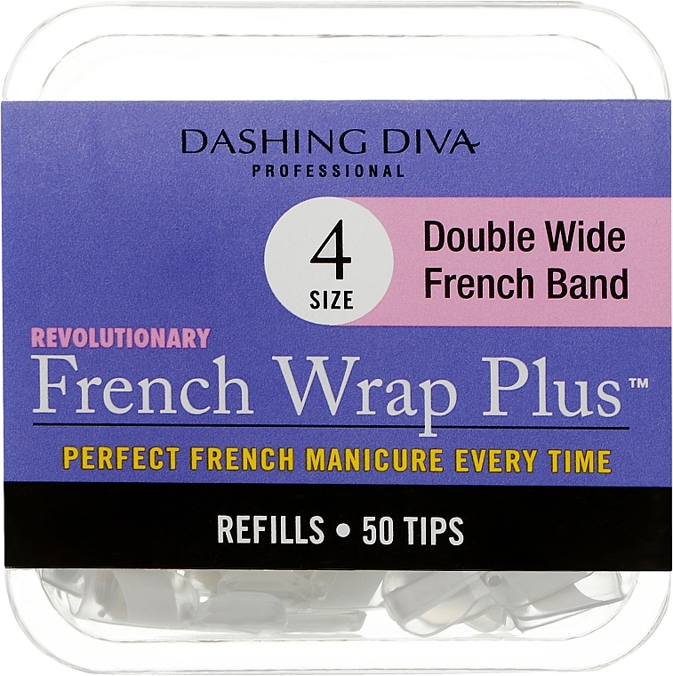 Тіпси широкі - Dashing Diva French Wrap Plus Double Wide White 50 Tips (Size - 4) — фото N1