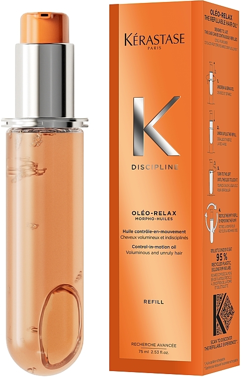 Олія для неслухняного та виткого волосся - Kerastase Discipline Oleo-Relax Control-in-motion Oil Refillable (змінний блок) — фото N2