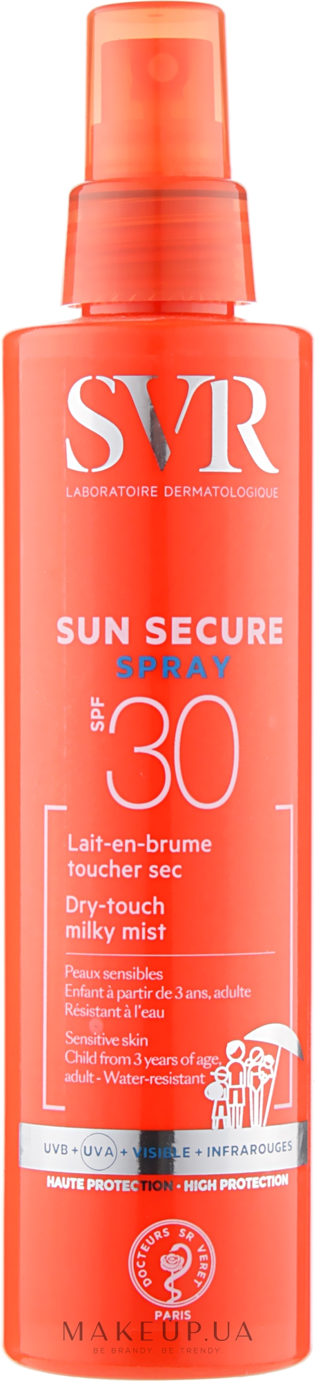 Солнцезащитный лосьон-спрей - SVR Sun Secure Spray Milky Mist SPF30 — фото 200ml