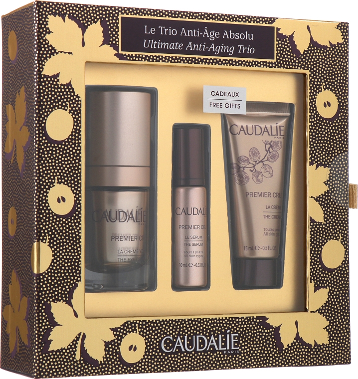 Набір  - Caudalie Premier Cru Ultimate Anti-Aging Trio Set (eye/cr/15ml + cr/15ml + ser/10ml)