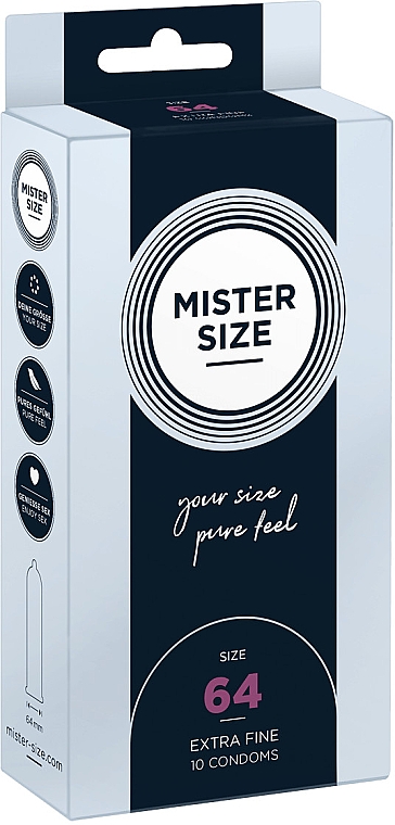 Презервативи латексні, розмір 64, 10 шт. - Mister Size Extra Fine Condoms — фото N1