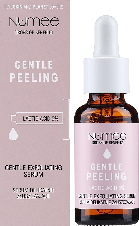 Ніжна відлущувальна сироватка для обличчя - Numee Drops Of Benefits Entle Peeling Lactic Acid Gentle Exfoliating Serum — фото N2