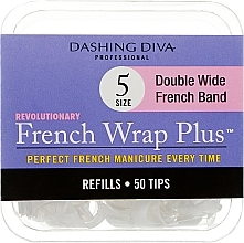 Тіпси широкі - Dashing Diva French Wrap Plus Double Wide White 50 Tips (Size - 5) — фото N1