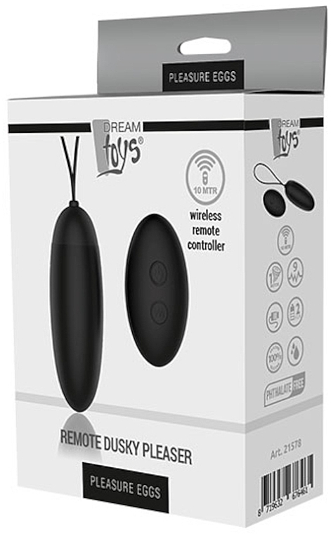 Вібрувальне яйце - Dream Toys Pleasure Eggs Remote Dusky Pleaser Black — фото N4