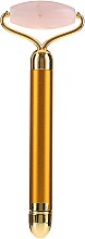 Духи, Парфюмерия, косметика Вибрационный кварцевый роликовый массажер для лица, розовый с золотой ручкой - Lash Brow Roller
