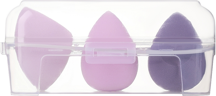 Спонжи для макияжа в футляре, 3 шт., 38440, фиолетовые - Top Choice — фото N1