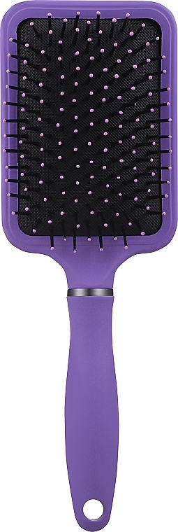 Расческа для волос широкая прямоугольная с нейлоновой щетиной и шпильками, фиолетовая - Disna Pharma — фото N1