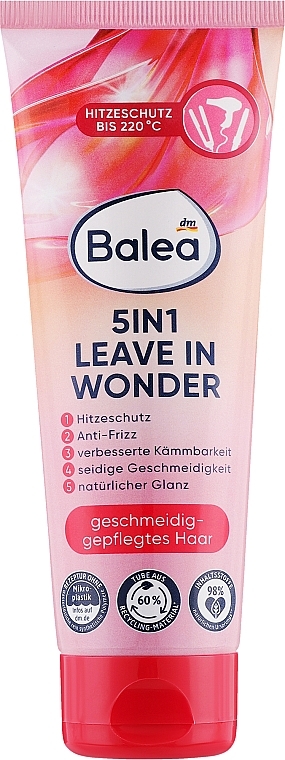 Незмивний кондиціонер для захисту волосся від нагрівання до 220°С - Balea 5in1 Leave In Wonder — фото N1