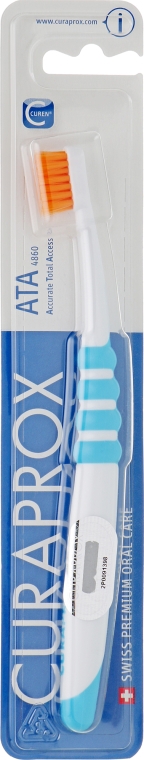 Зубная щетка для подростков "АТА", голубая, оранжевая щетина - Curaprox Atraumatic Total Access — фото N1