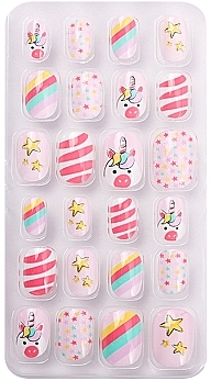 Накладные ногти для детей "Единорог, звезды и полоски", 958 - Deni Carte Magic Miss Tips — фото N2