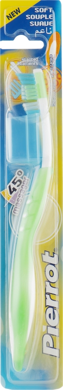 Зубная щетка "Массажер 45°", мягкая, зеленая - Pierrot Energy — фото N1