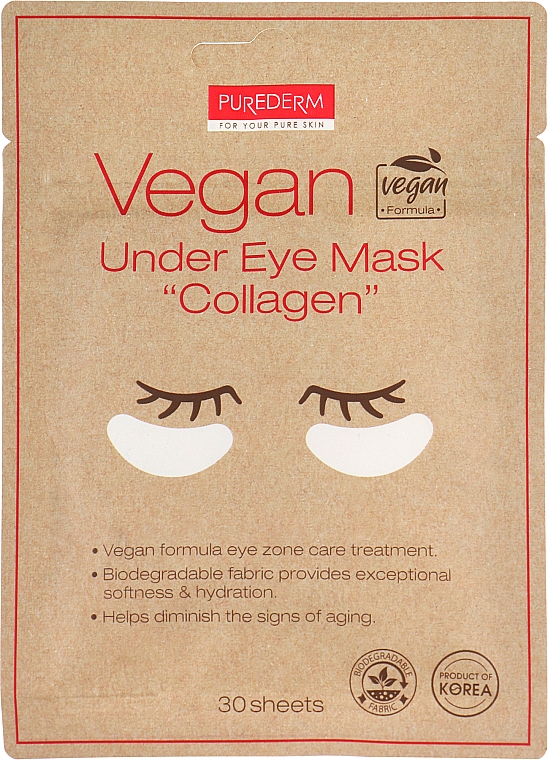 Патчи под глаза, веган с коллагеном - Purederm Vegan Under Eye Mask "Collagen" — фото N1