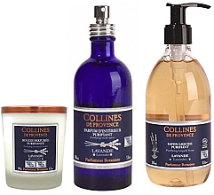 Парфумерія, косметика Набір - Collines De Provence Natural Lavender (soap/300ml + candle/180g + spray/100ml)