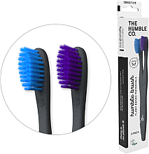 Парфумерія, косметика Набір зубних щіток на рослинній основі, м'які, фіолетова/синя - The Humble Co. Adult Soft Toothbrush Kit
