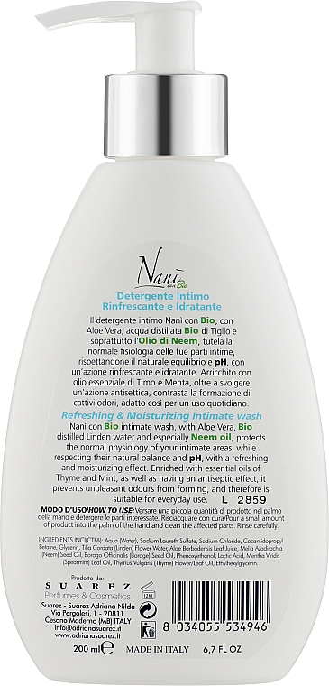 Гель для интимной гигиены био увлажняющий "Алоэ" - Nani Bio Refreshing & Moisturizing Intimate Wash — фото N2
