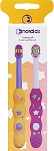 Духи, Парфюмерия, косметика Набор зубных щеток для детей 4080, 2 шт., желтая и фиолетовая - Notrdics Super Soft Kids Toothbrush