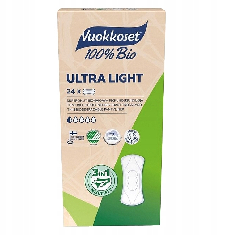 Ежедневные прокладки, 24 шт - Vuokkoset 100% Bio Ultra Light — фото N1