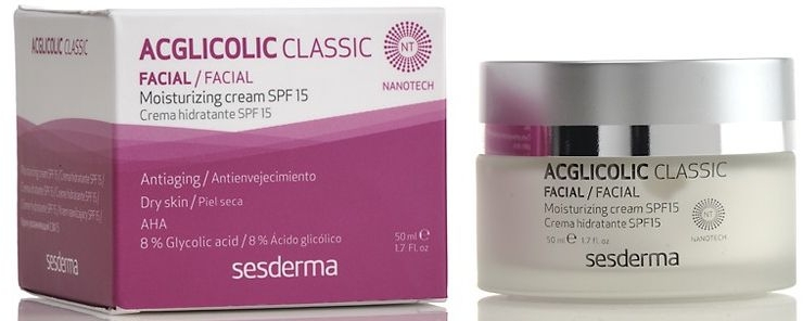 Защитный увлажняющий крем с омолаживающей формулой SPF15 - SesDerma Laboratories Acglicolic Classic Moisturizing Cream — фото N1
