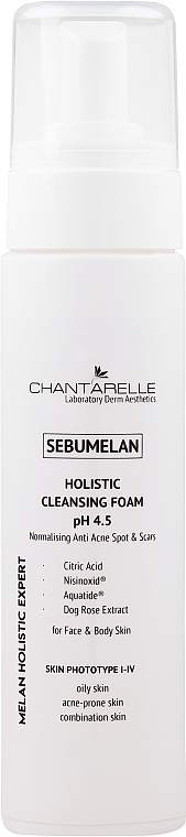 Осветляющая и нормализующая очищающая пенка - Chantarelle Sebumelan Holistic Cleansing Foam pH 4.5 — фото N1