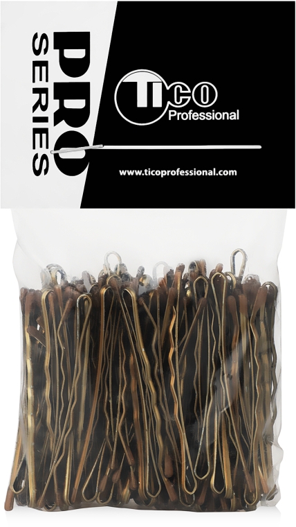 Заколки-невидимки волнистые 50 мм, коричневые - Tico Professional — фото N3