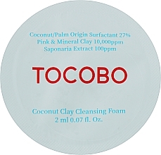 Парфумерія, косметика Очищувальна пінка з глиною - Tocobo Coconut Clay Cleansing Foam (пробник)
