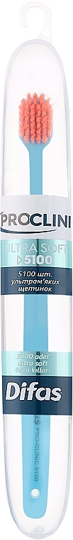 Зубна щітка "Ultra Soft" 512063, блакитна з оранжевою щетиною, в кейсі - Difas Pro-Clinic 5100 — фото N1